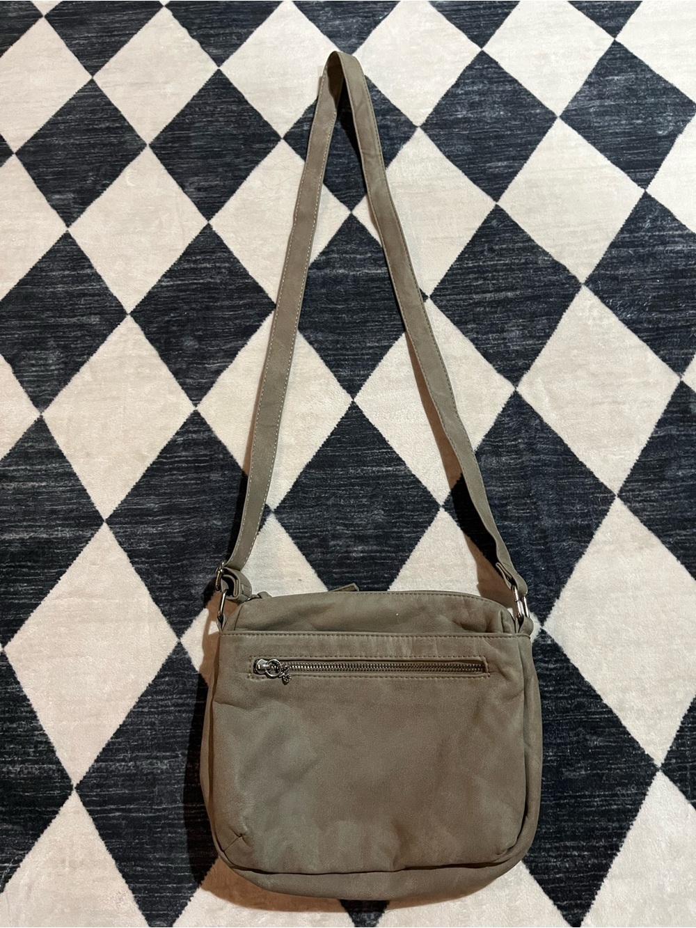 Tan Suede Crossbody Shoulder Bag